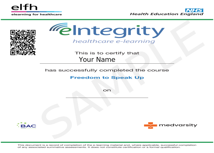 Certificate of Completion